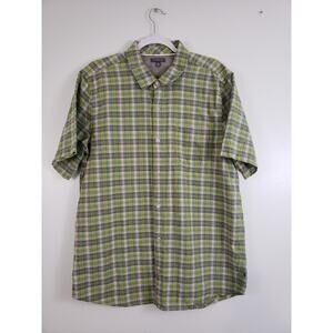 (J5) Toad & Co Airscape Shirt Mens Size L Plaid Organic Cotton Short Sleeve